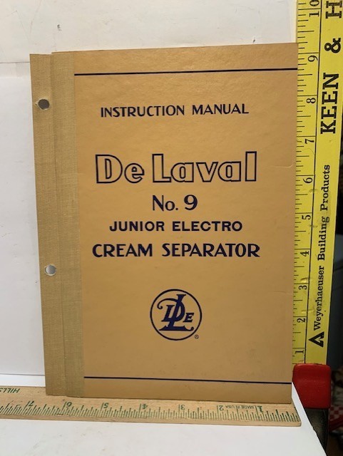 « NICE » 1956 INSTRUCTION MANUAL DE LAVAL No. 9 JUNIOR ELECTRO CREAM SEPARATOR