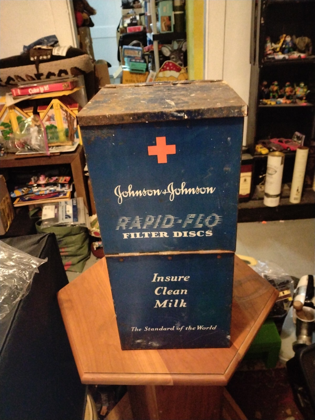 Johnson Johnson Milk Filter Discs Metal Cabinet Souix City Iowa Farm Advertising