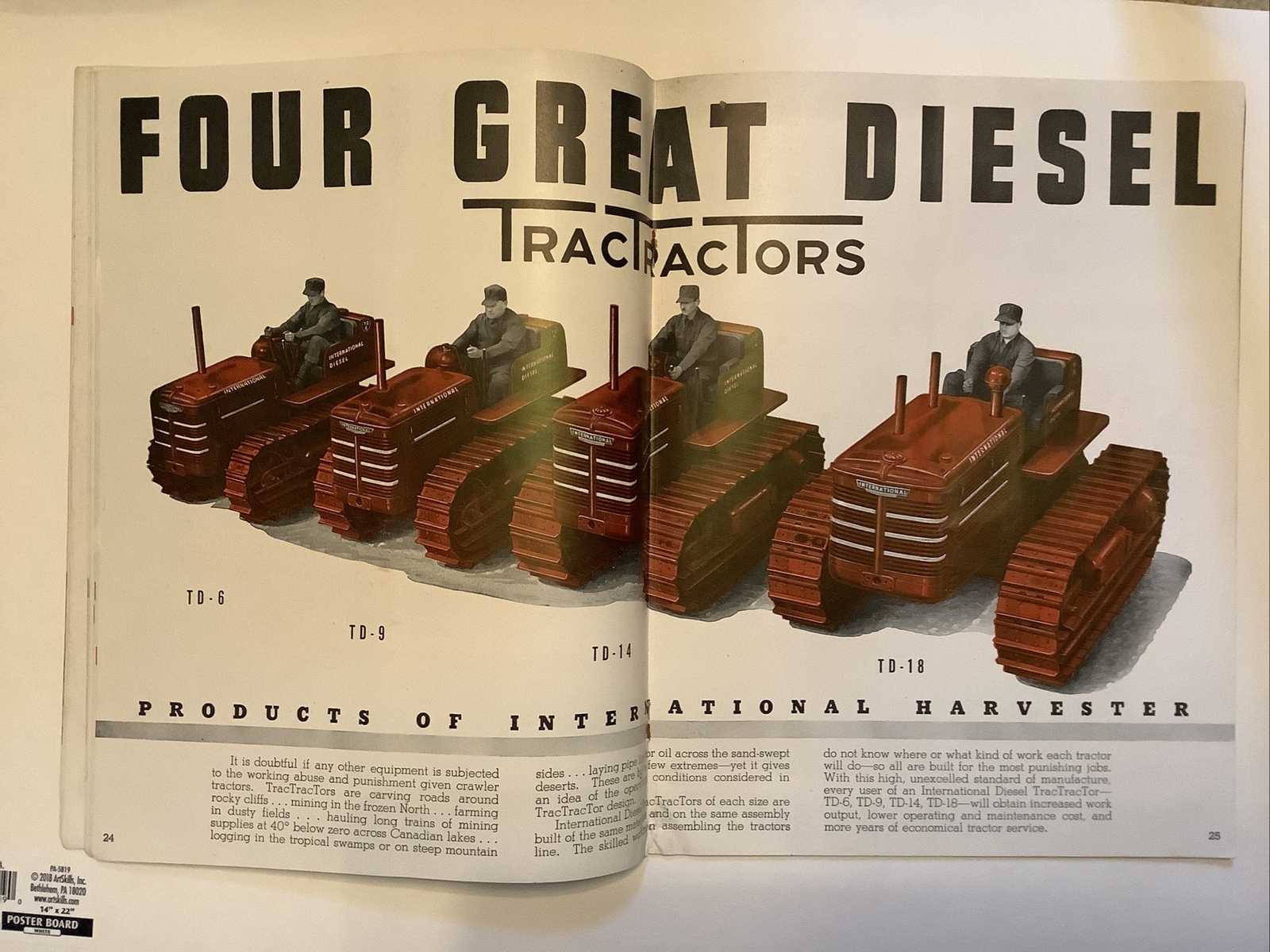 VINTAGE INTERNATIONAL DIESLE TRACTORS TD6, TD9, TD14, TD18 48 PAGES CATALOG
