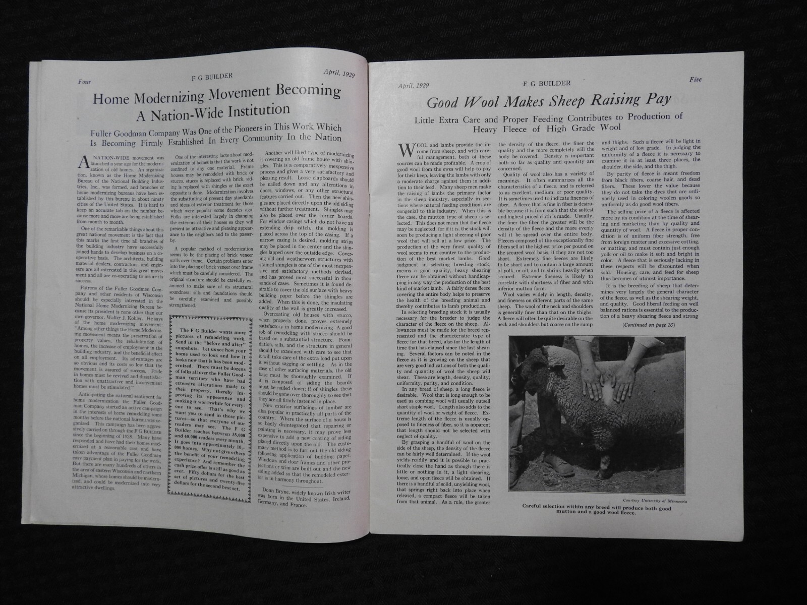 FG Builder January 1929 Fuller Goodman Co. Oshkosh Wisconsin Vol. 4 #4 Magazine