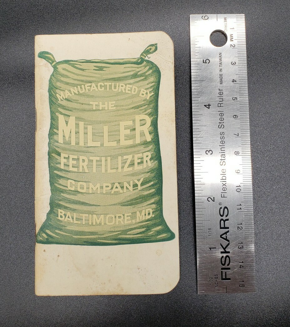 1931 MILLER FERTILIZER BOOKLET NOTEBOOK WITH CALENDAR