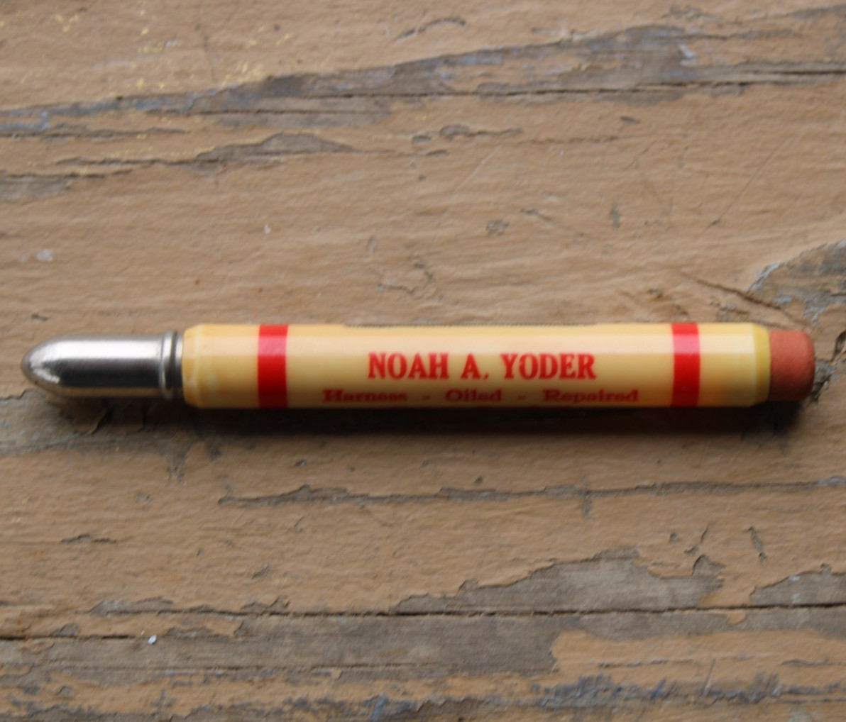 COVER WAGON GRAPHIC 1950s NOAH YODER HARNESS REPAIR Old Kalona IA Bullet Pencil