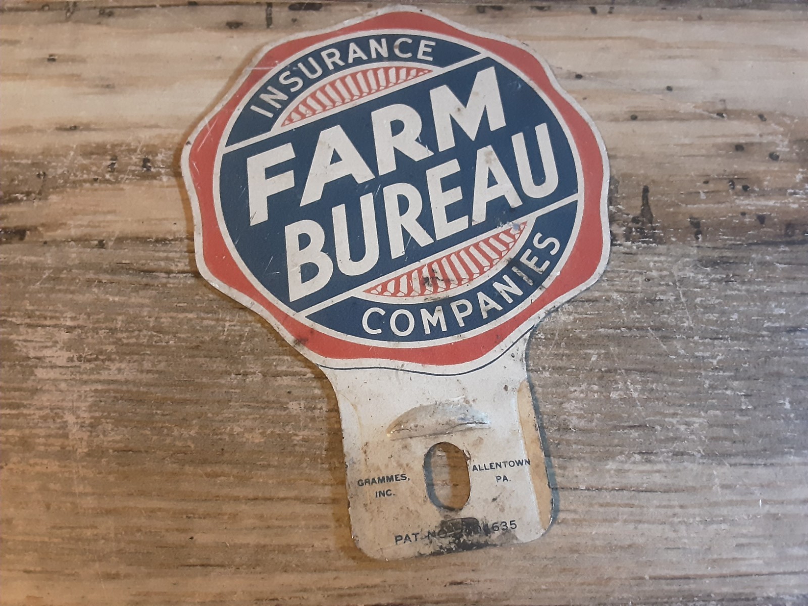 VINTAGE ORIGINAL FARM BUREAU INSURANCE COMPANIES LICENSE PLATE TOPPER