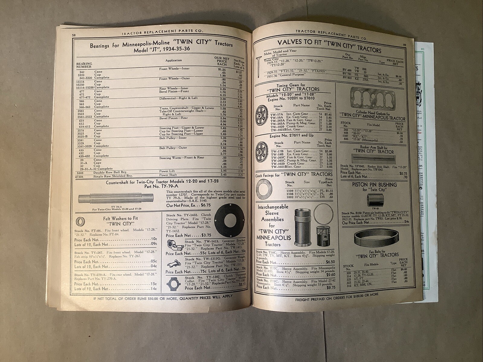 1937 Catalog Tractor Replacement Parts Company Chicago 378-X INV-P0518