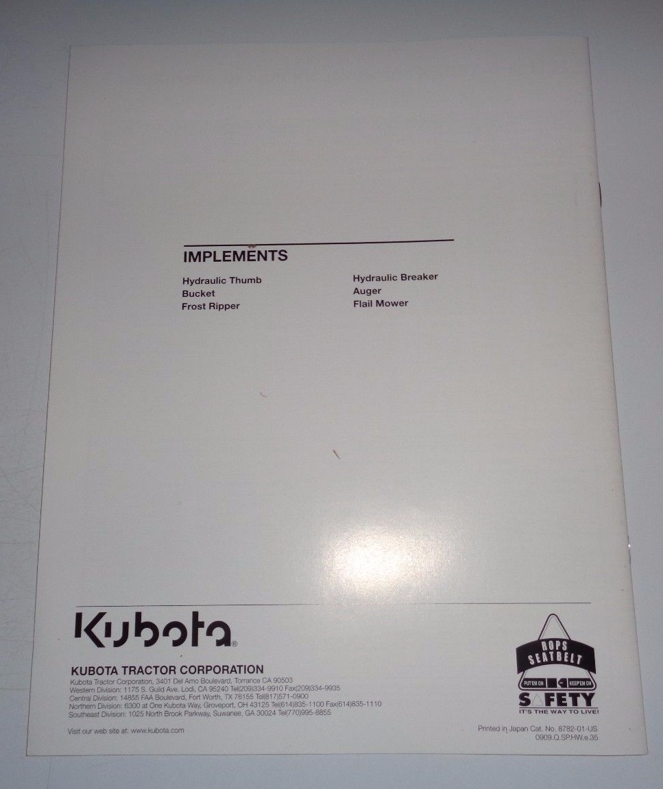 *Kubota KX057-4/U55 Compact Excavator New Product Guide Sales Brochure catalog