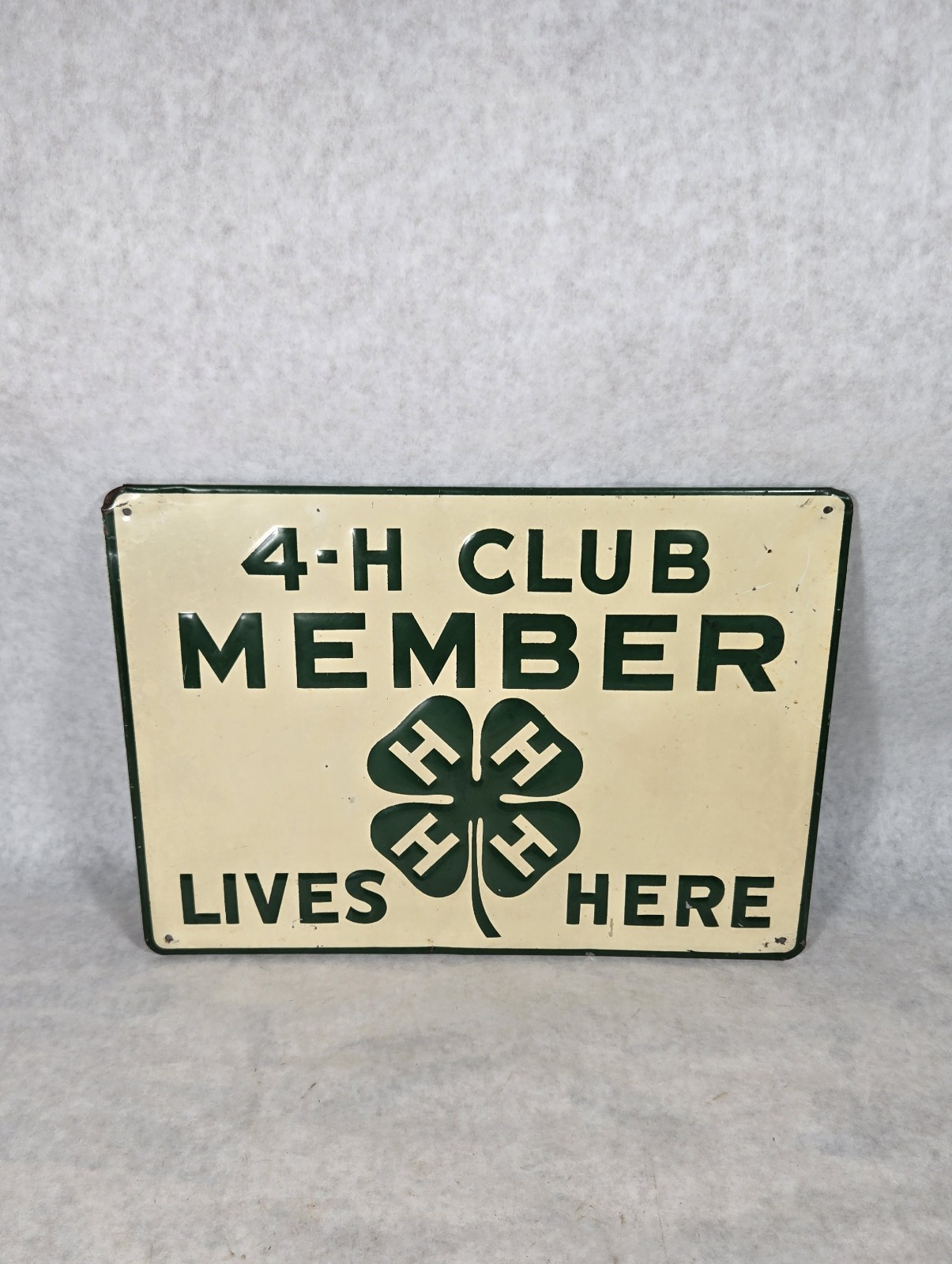 Vintage 4-H Club Member Lives Here Metal Advertising Sign Clover 1960&rsquo;s ?