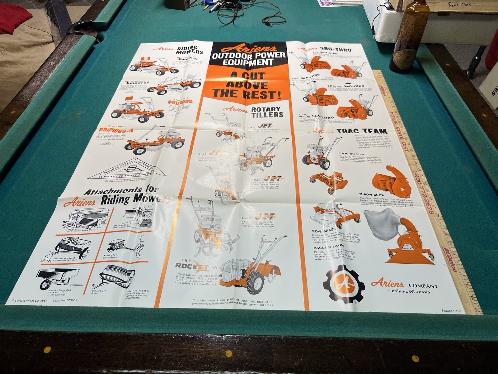 Ariens Garden Tractor Dealership Poster Sign 1967 NOS