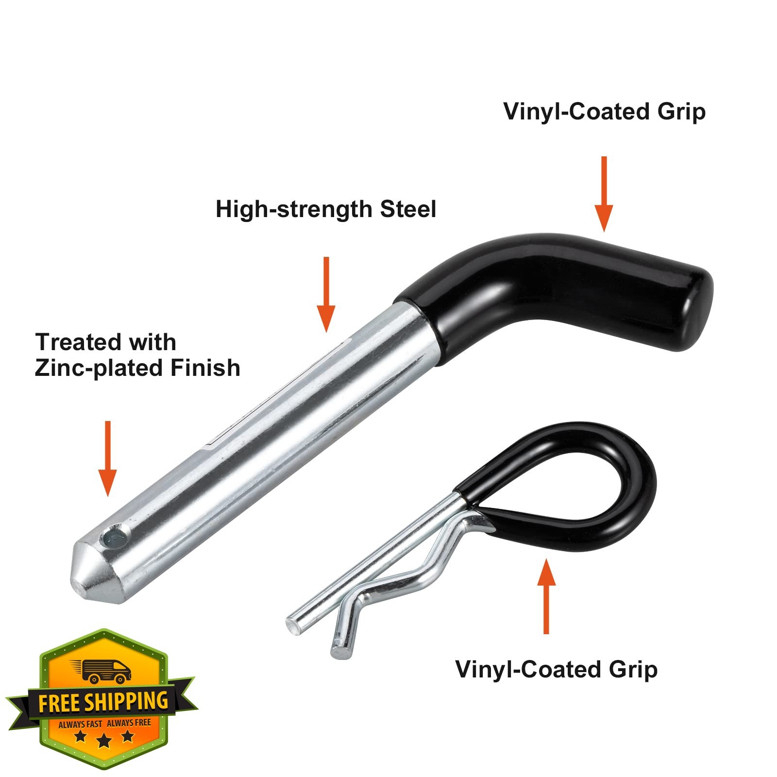 TOPSHINE Trailer Hitch Pin Clip 4 Pack 5/8 Inch Black