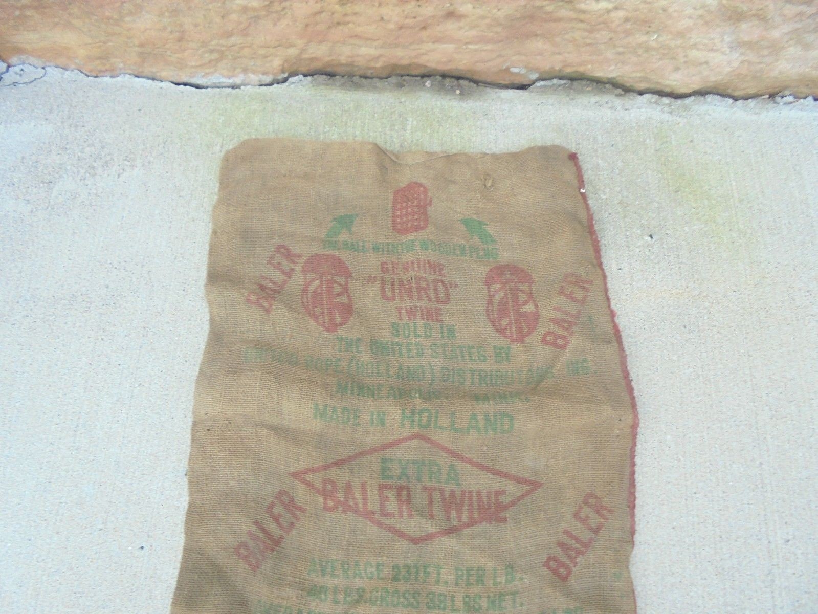 burlap sack baler twine united rope works rotterdam holland farm ranch decor