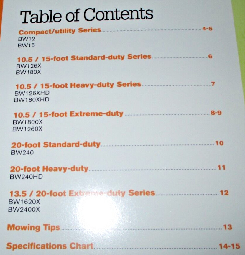 *Woods Batwing Cutters / Mowers Sales Brochure Models BW12 thru BW1620X 2015