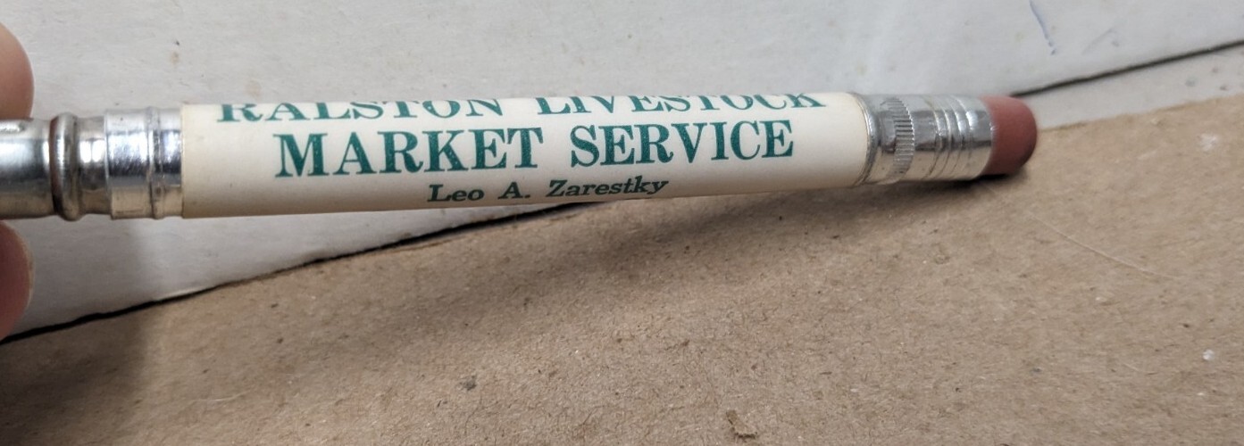 Vintage Ralston Livestock Market Service Omaha NE Bullet Pencil Leo A. Zarestky