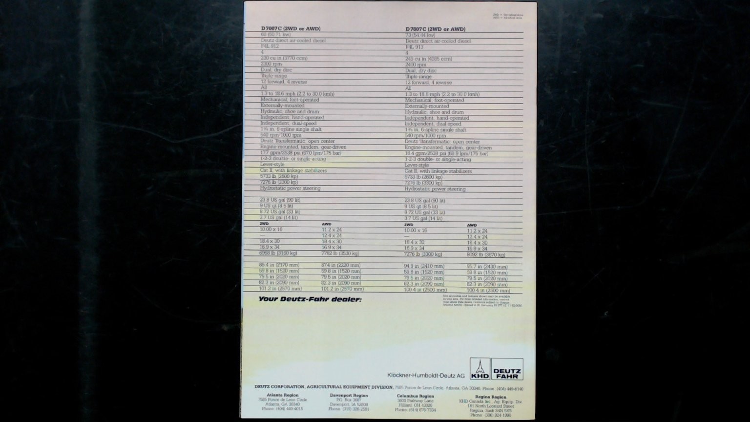 Deutz-Fahr D7007C Agricultural Brochure 70hp Diesel Tractor Vintage