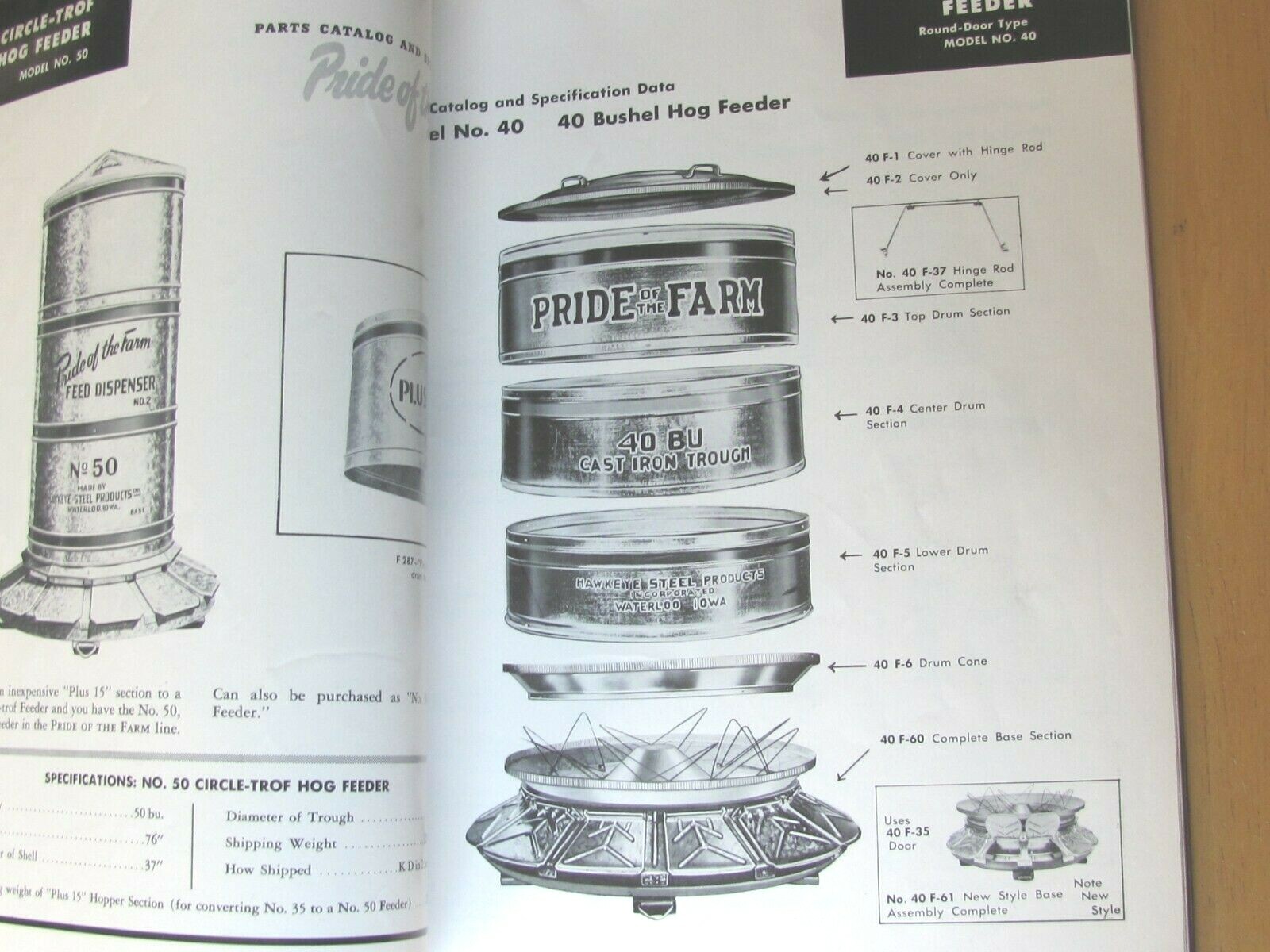 1962 Hawkeye Steel Products Dealer Parts Catalog Farm Feed Equipment