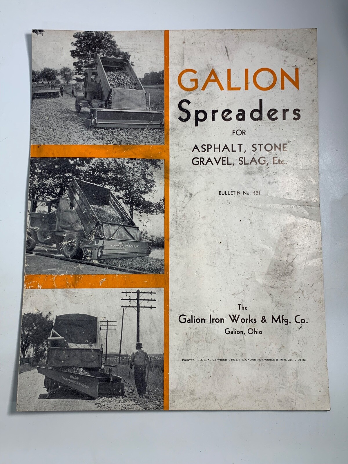 GALION SPREADERS – GALION IRON WORKS MFG CO OHIO, ASPHALT, STONE, GRAVEL, SLAG
