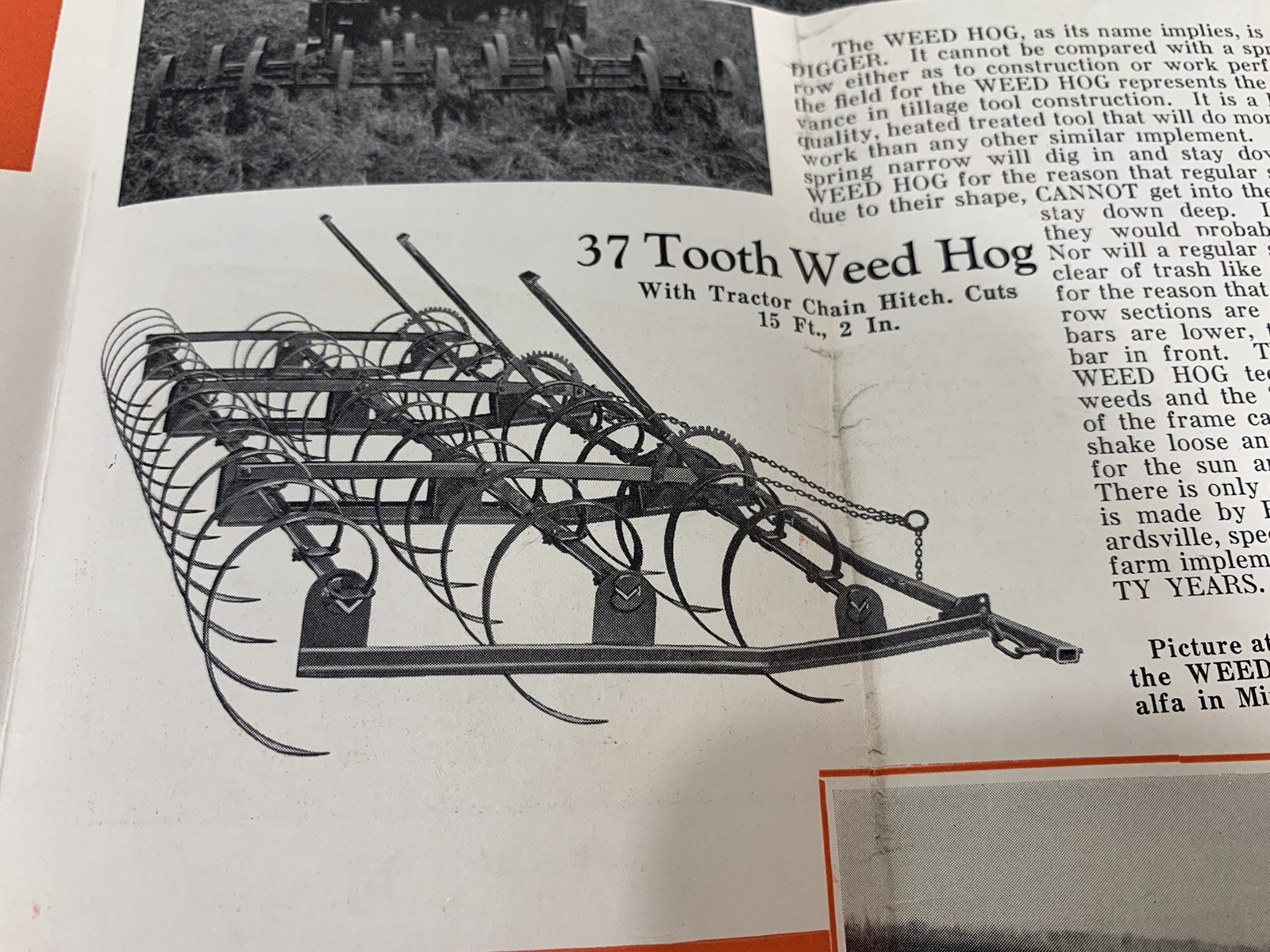VINTAGE WEED HOG Pamphlet Fold Out Rock Island ILL Plow Co Advertising Harrow