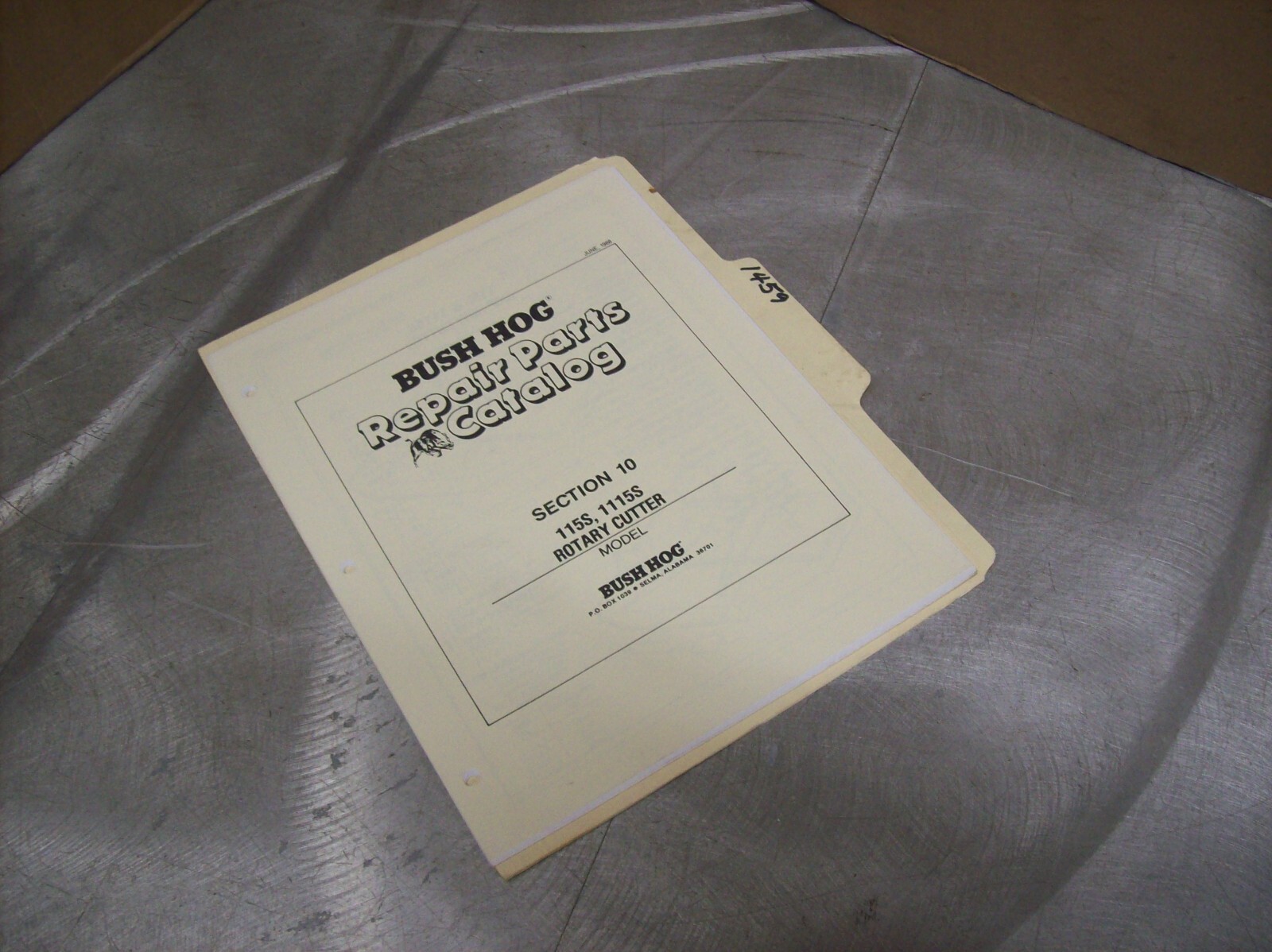 1459) Bush Hog Parts Manual – LOOSE LEAF – 115S & 1115S Rotary Cutter Mower