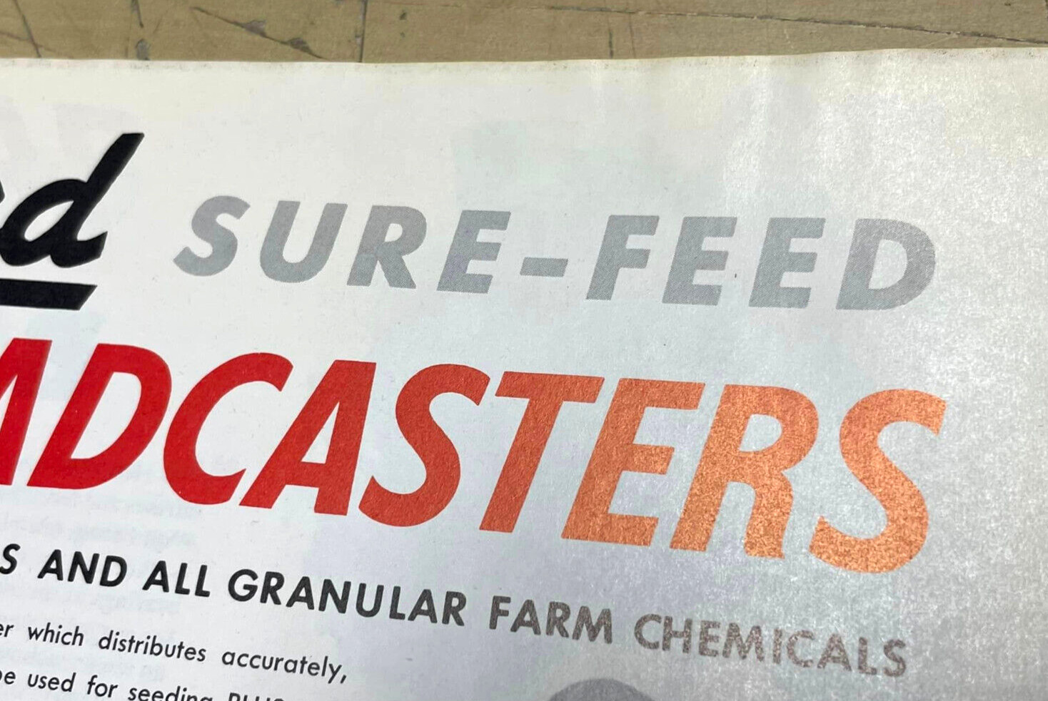 Vtg Herd Sure-Feed Broadcasters Granular Seed Distributor Brochure & Price List