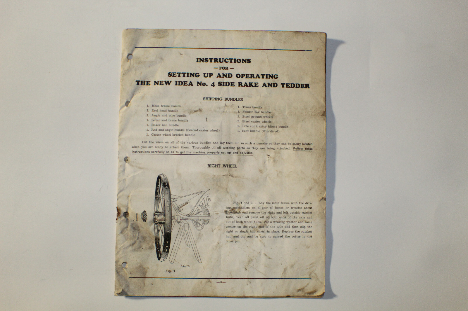 Complete New Idea No.4 Side Rake and Tender Instructions Operating Setting Up