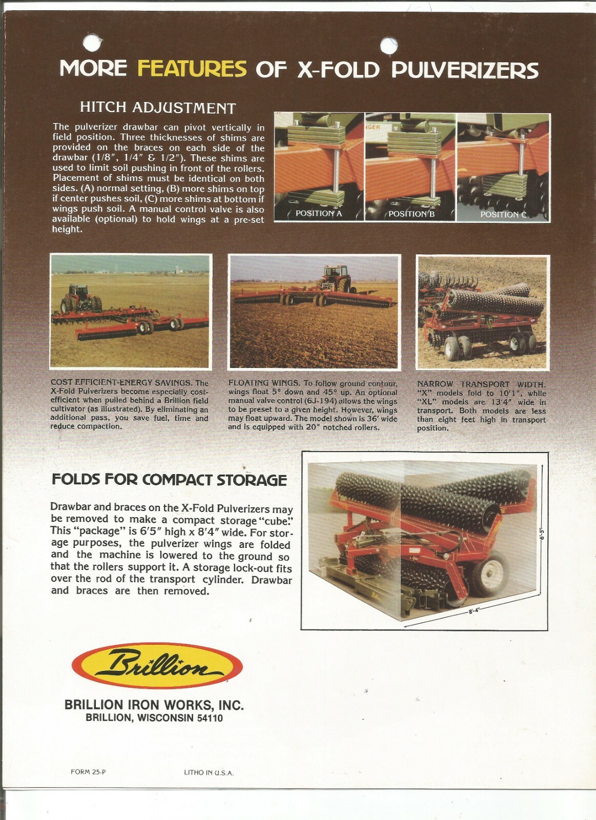 Original Brillion X-Fold X and XL Model Pulverizers Sales Brochure Form No. 25-P