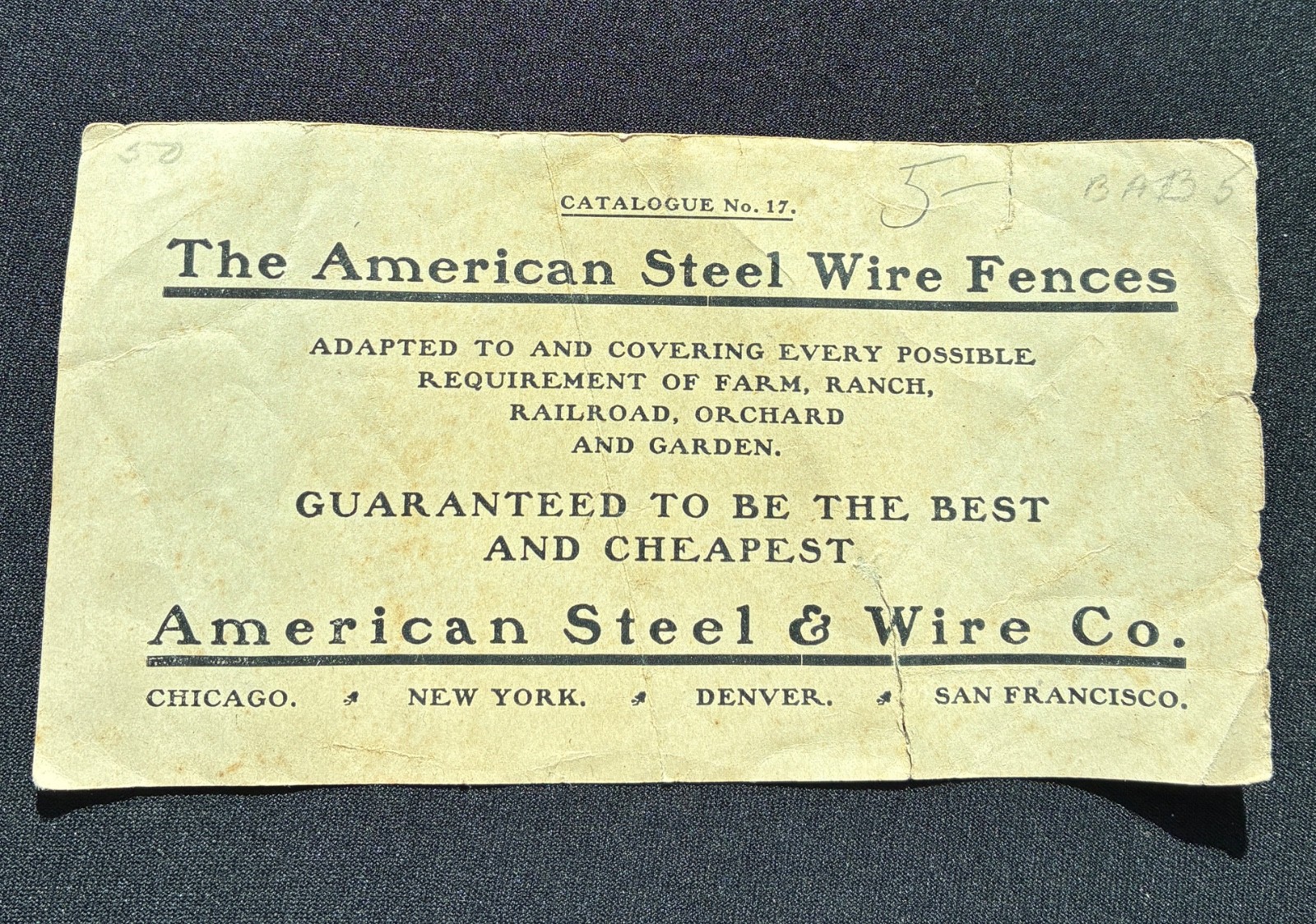 American Steel Wire Fences Advertising Card Cattle Farm