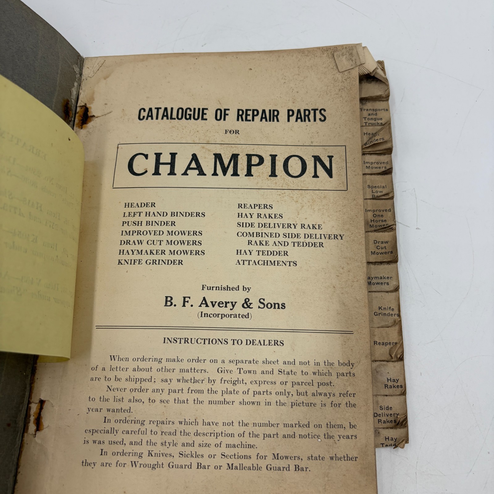 c1928 B.F. Avery Champion Harvesting Machines Repair Parts Catalog No 28