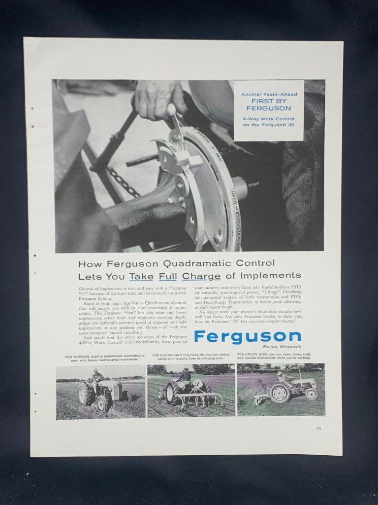 Magazine Ad* – 1956 – Ferguson Tractors – Racine, WI