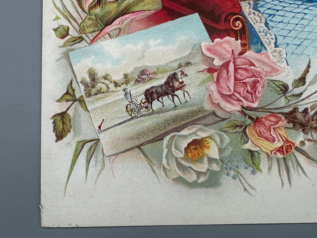 1880s EMERSON TALCOTT Salesman Sample Model FARM Advertising Trade Card ROCKFORD