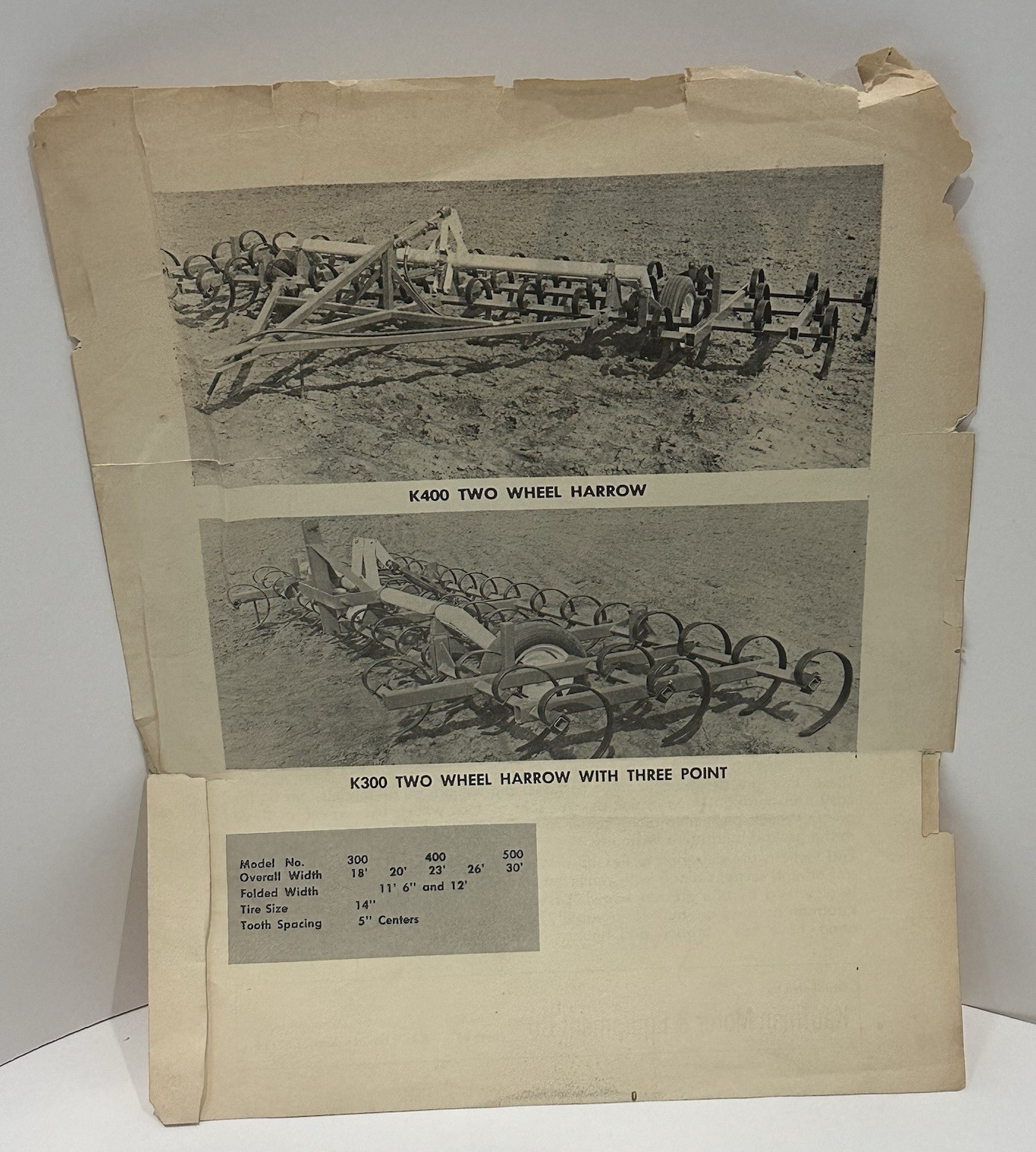 Vintage Kaufman Motor & Equip. Flyer Brochure Spring Tooth Harrow Newton KANSAS