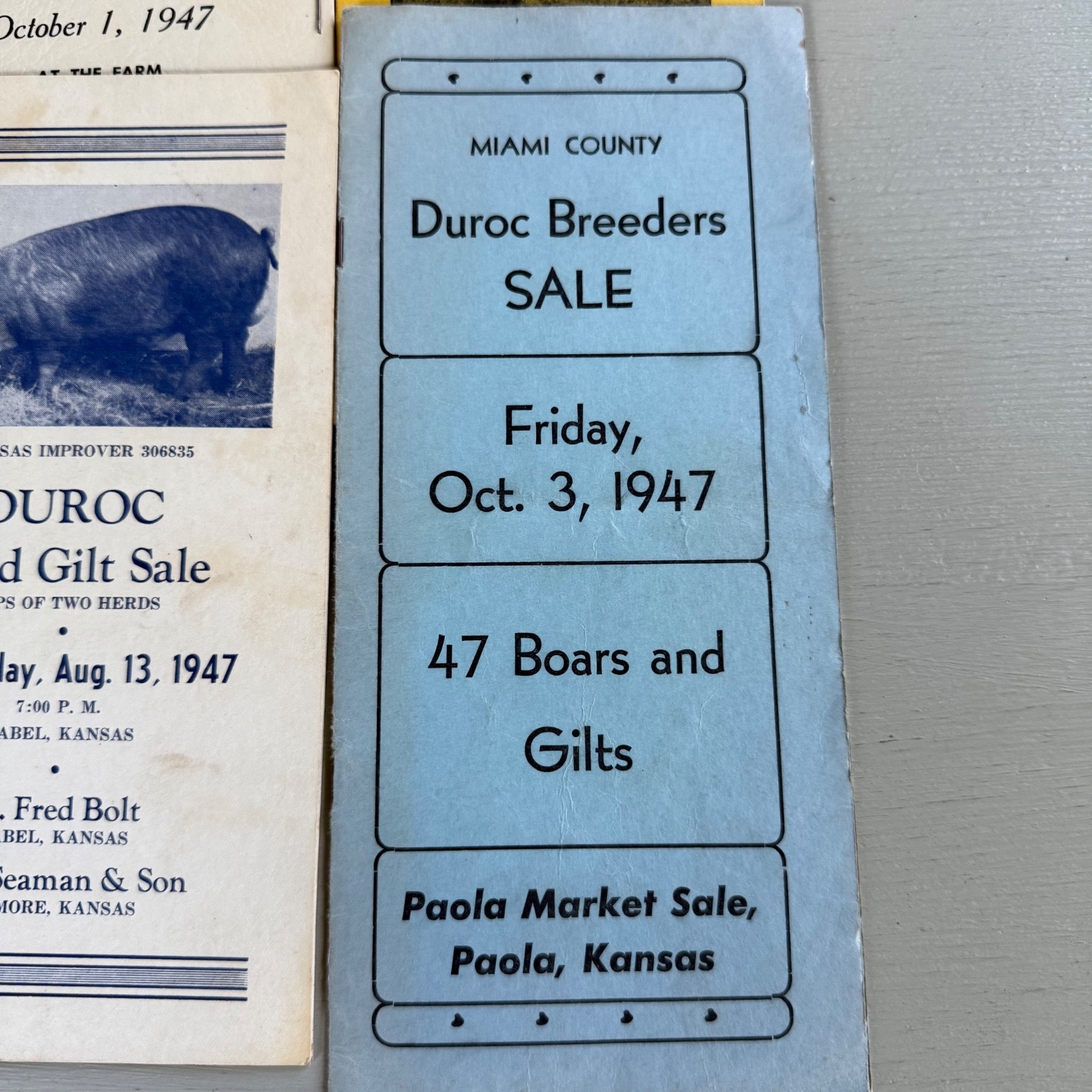 Mixed Lot of 15 Vintage Duroc Pig Hog Auction Sale Brochure Advertising Kansas
