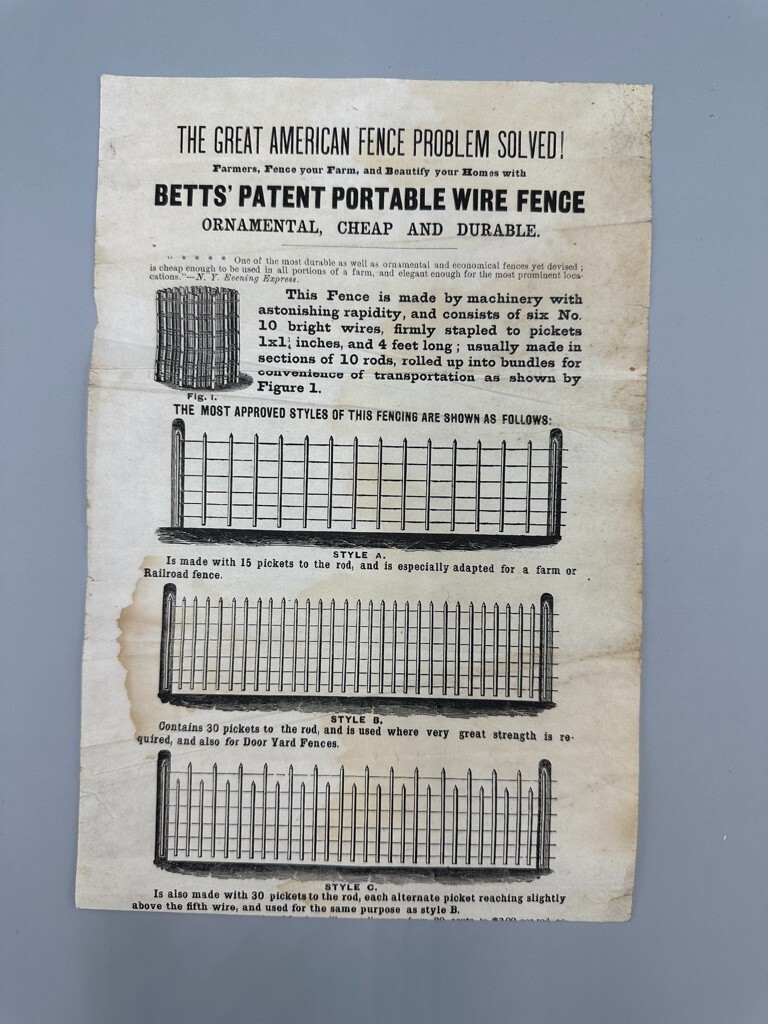 c 1900 Betts WIRE FENCE Farm Advertising TROY NY Circular