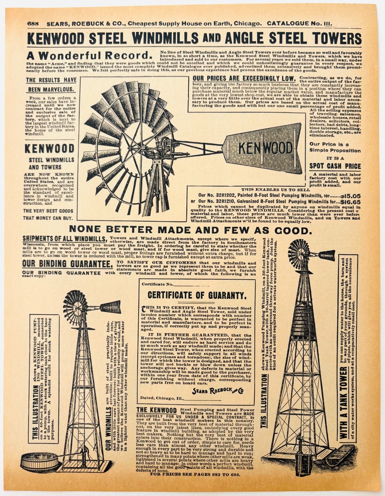 1901 Kenwood Steel Mills Reproduction Advertisement Sears Agriculture DWU17D