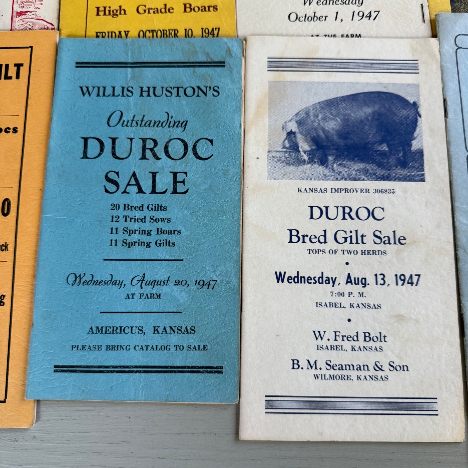 Mixed Lot of 15 Vintage Duroc Pig Hog Auction Sale Brochure Advertising Kansas