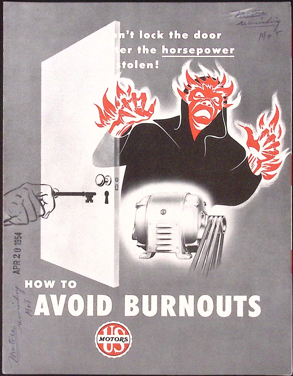 1954 US Motors How to Avoid Burnouts Brochure US Electrical Motors Inc