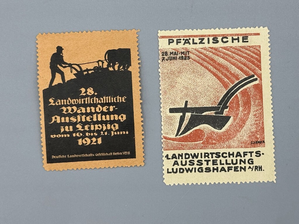 1911-1924 GERMAN Agricultural FARM EXPO Advertising POSTER STAMP Antique