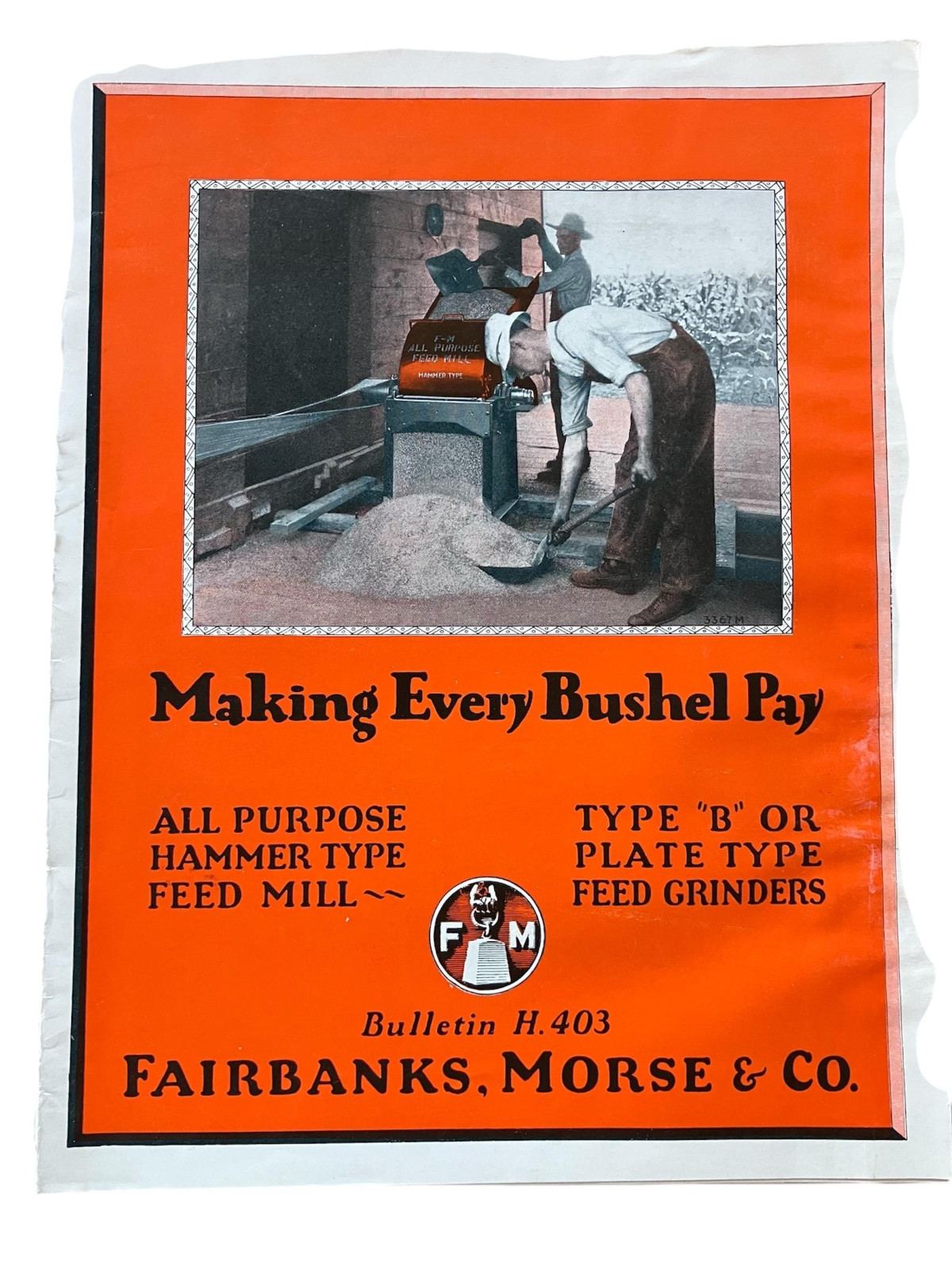 1920&rsquo;s Fairbanks Morse Hammer Type B or Plate Type Feed Grinders Bulletin H 403