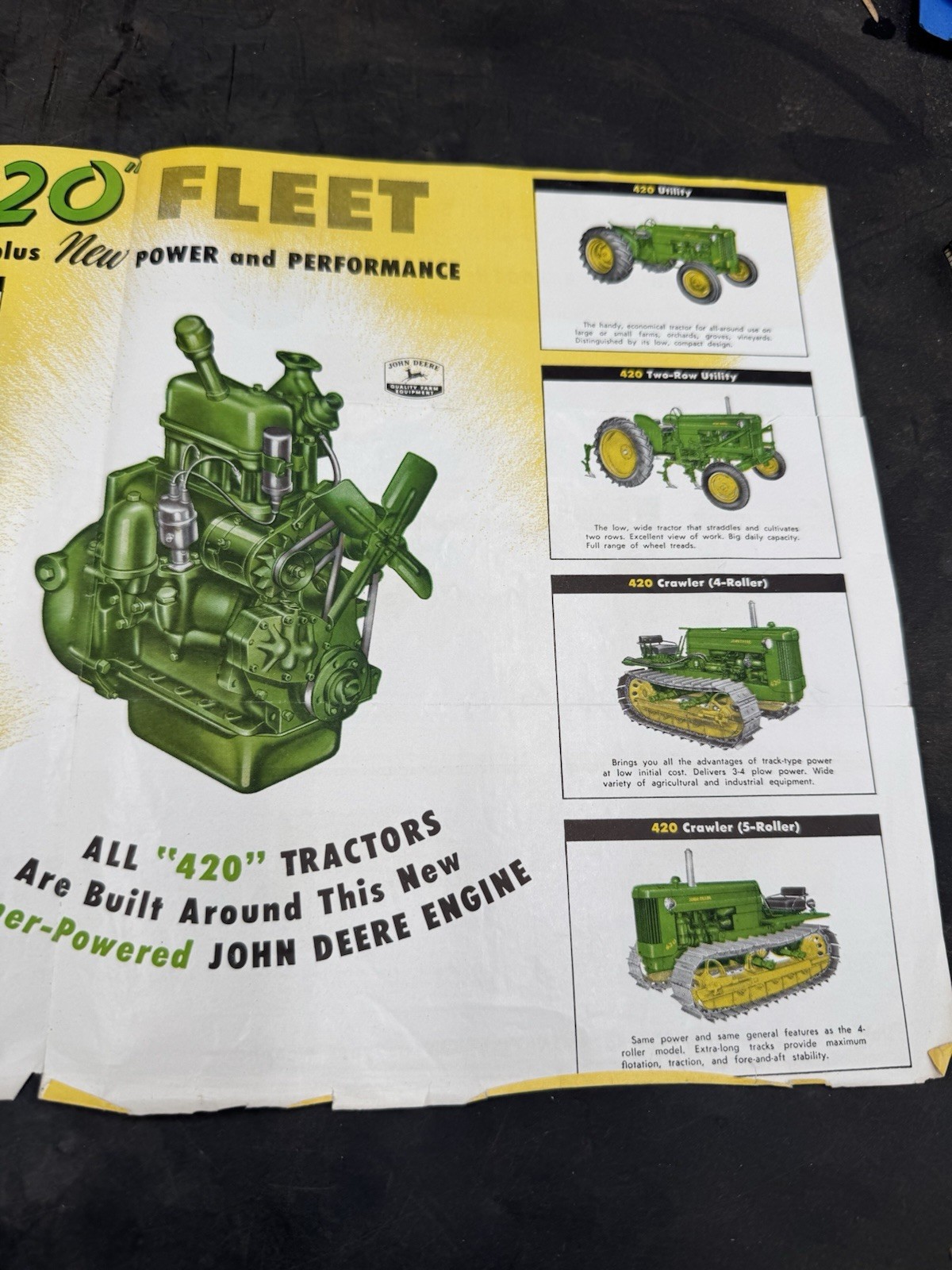 1955 – 56 John Deer 420 Series Two Row Crop Tractors Factory Sales Brochure