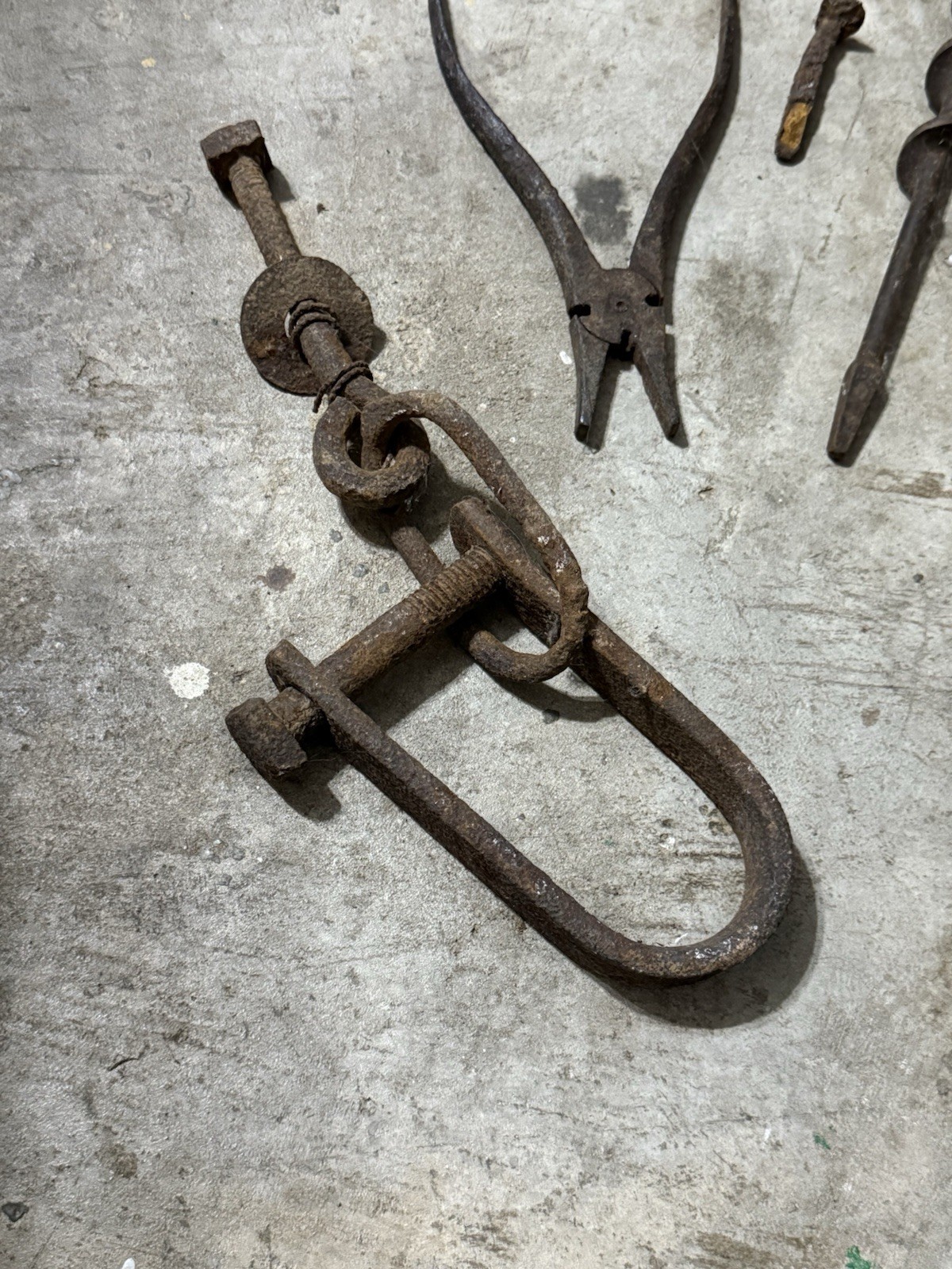 Old Rusty Farm Implements And Tools. Decorative Vintage