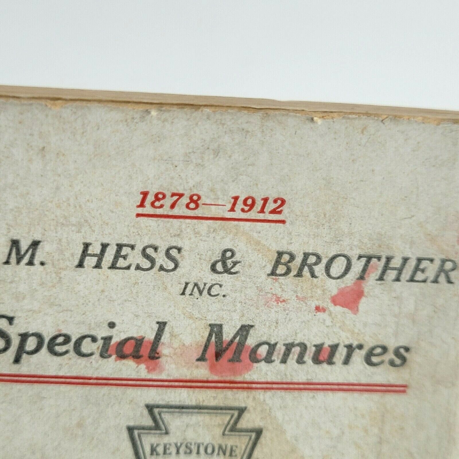 1912 SM Hess Fertilizers Manure Keystone Pocket Guide Calendar Ads Philadelphia