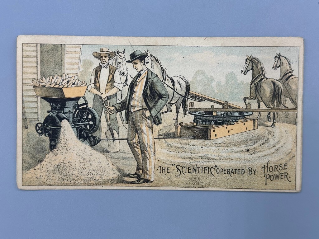 1880s FOOS Mfg SCIENTIFIC MILL Farm Folding Advertise Trade Card SPRINGFIELD OH