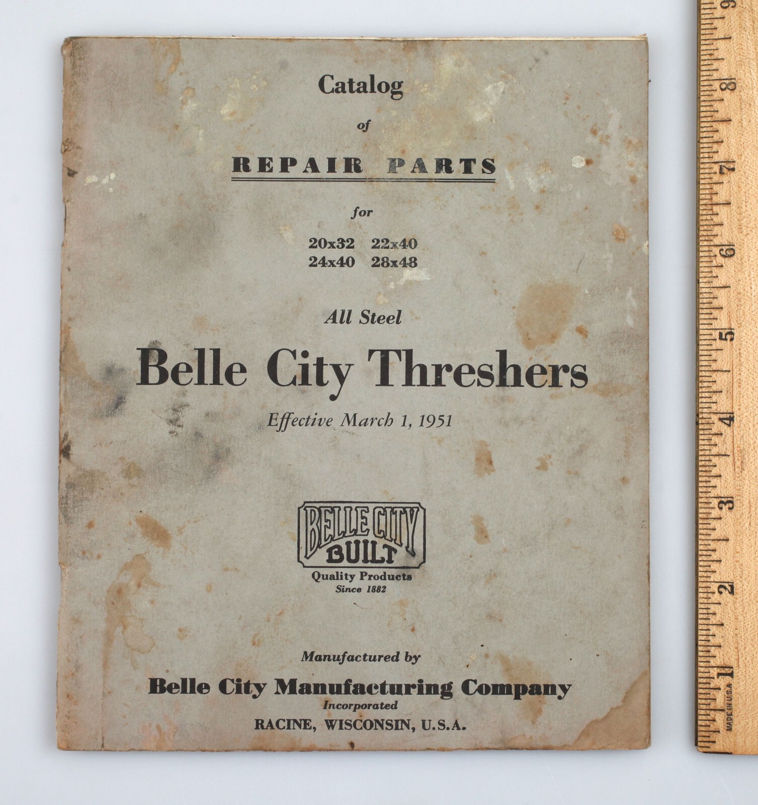Vintage 1951 Belle City Threshers Repair Parts Catalog Racine Wisconsin