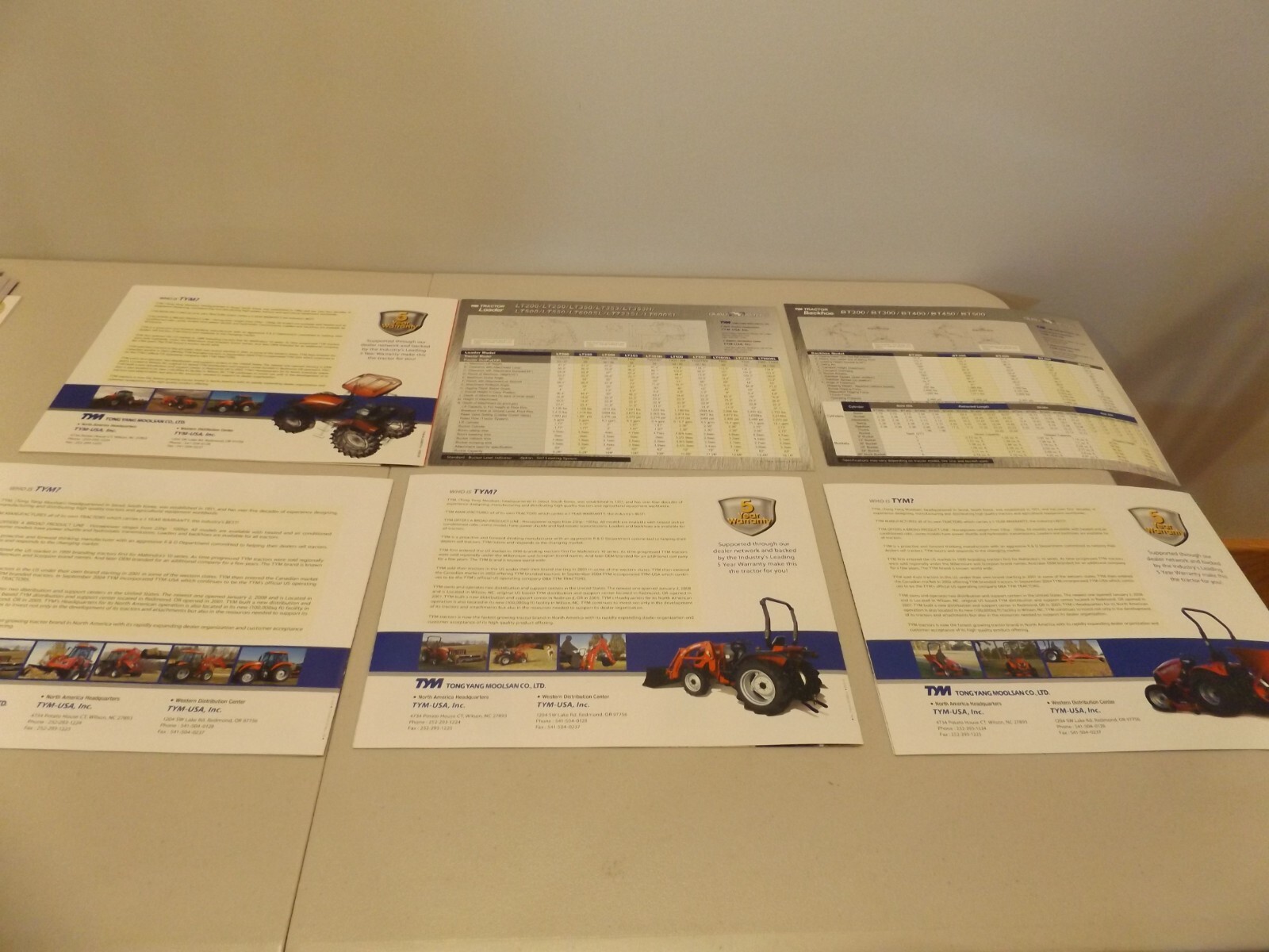6-pc. TYM SERIES TRACTORS 23 to 100 HP, 2009-2013