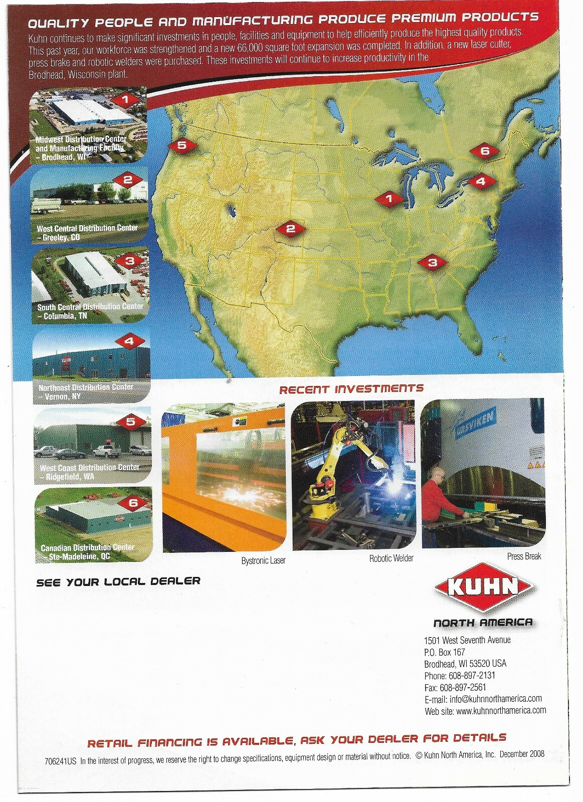 Kuhn OEM « Quality For Your Success » Sales Brochure Number 706241US December 2008