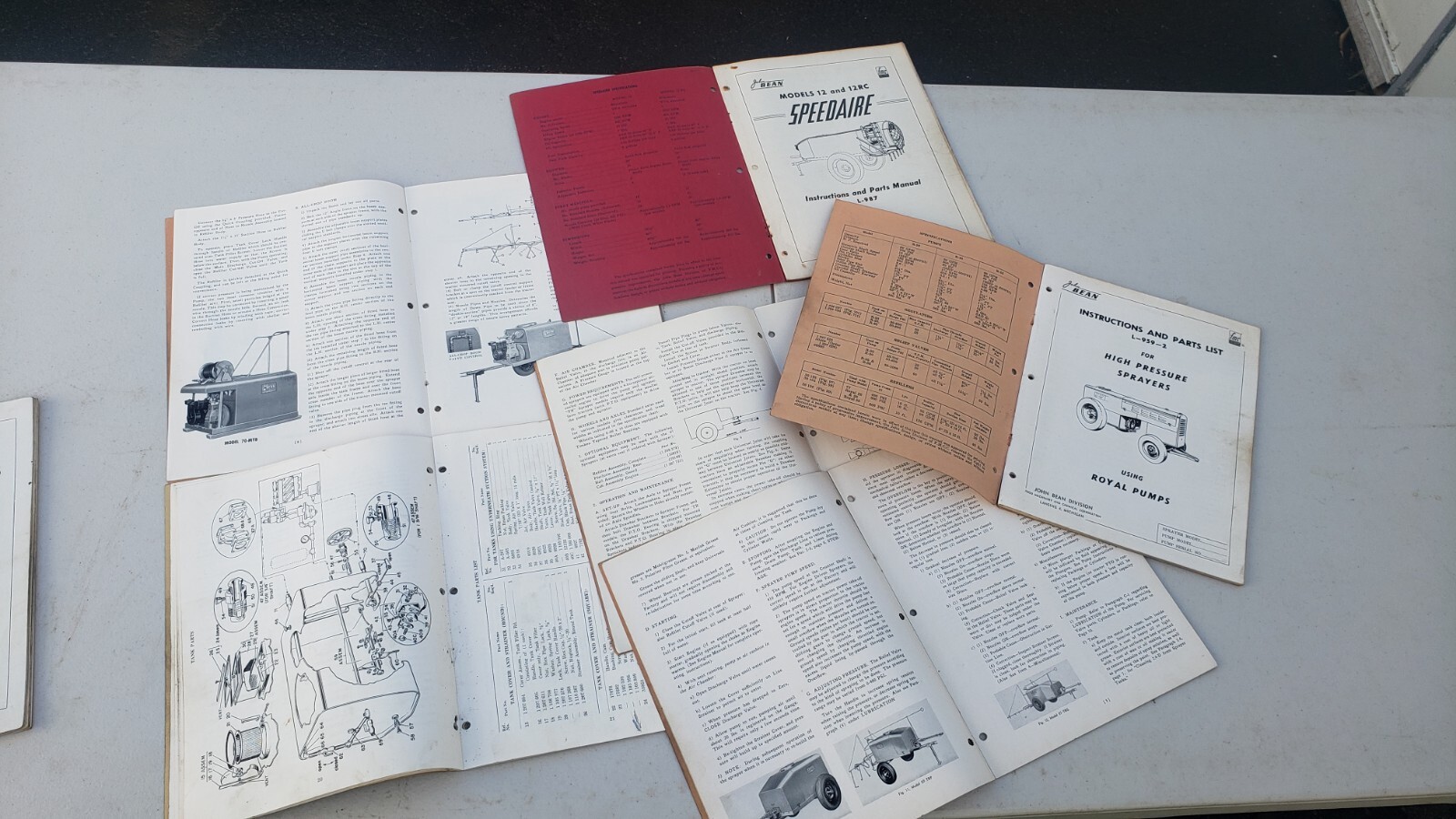 Vtg apple grower John Bean farm sprayer instruction & parts list lot