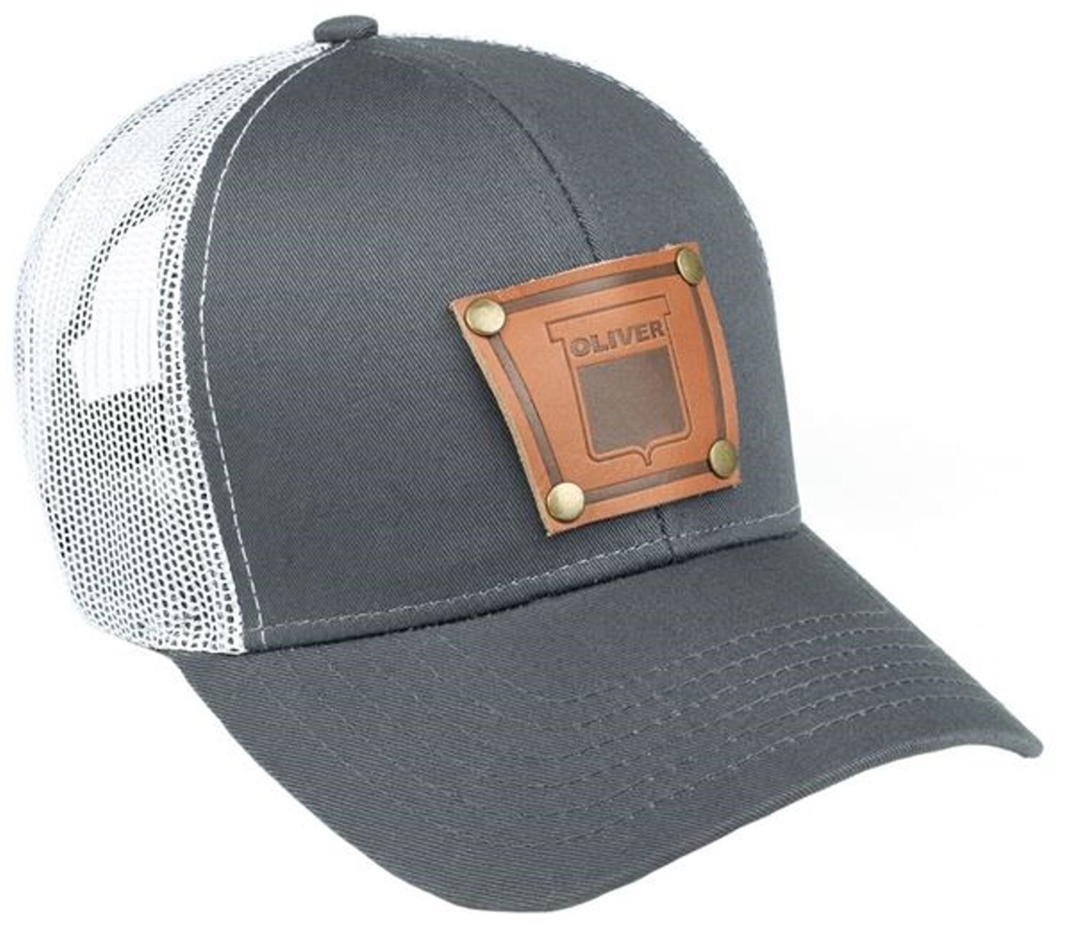 Gray Keystone Oliver Faux Leather Emblem Hat With Gray/White Mesh