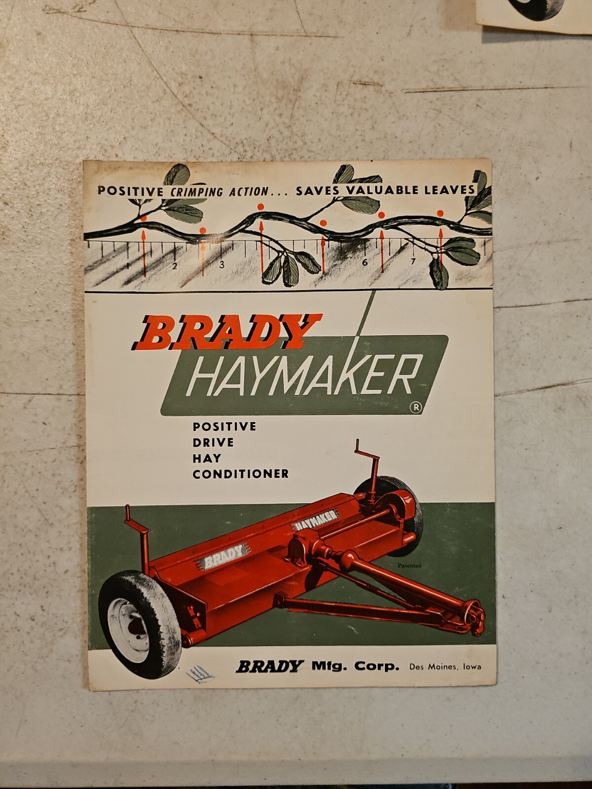 Vintage Brady Manufacturing Haymaker Sales Brochure