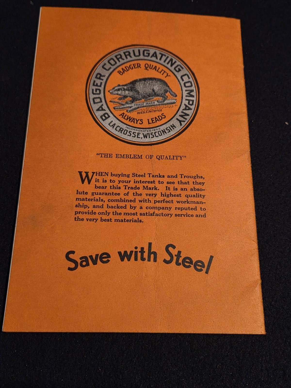 1935 Badger Corrugating Co. Steel Tanks & Troughs Catalog Threshing Wagon