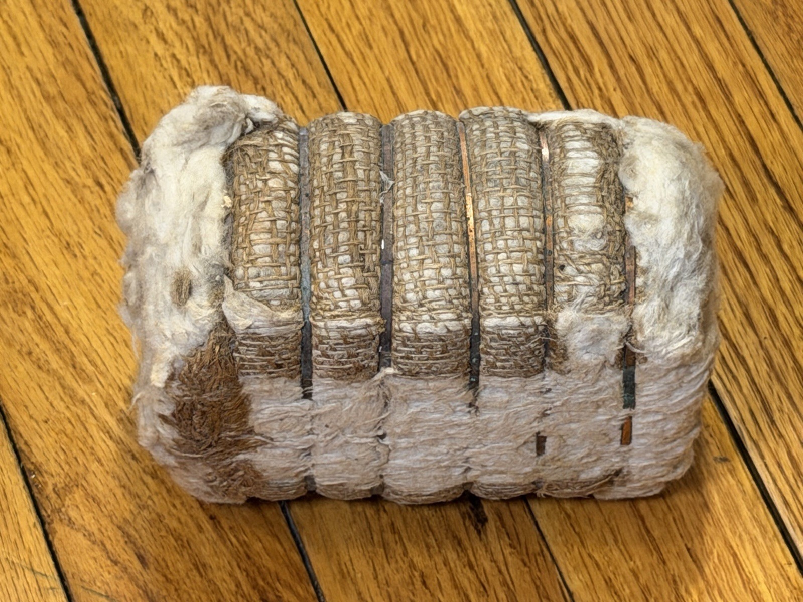 Vintage Miniature Texas Cotton Bale – 5.5&Prime; Real Cotton & Burlap Display Replica