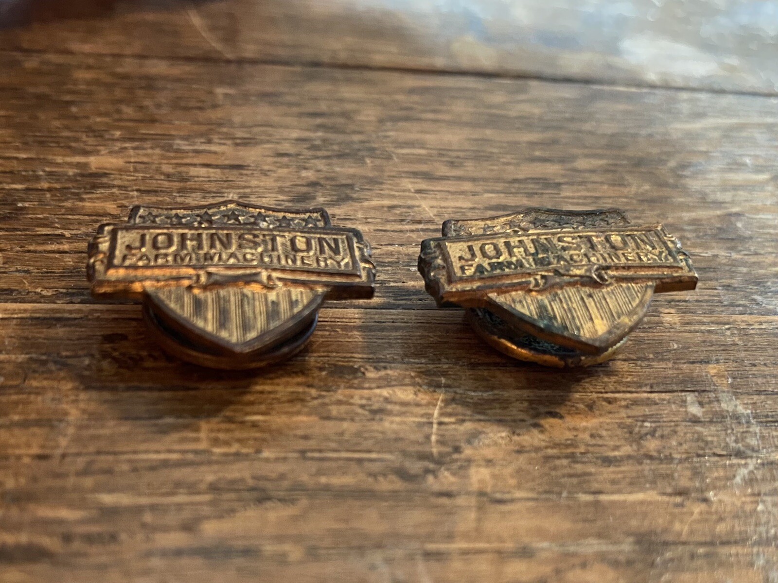 Johnston Harvester Co Advertising Cuff Links Lapel Stud Tractor Implement