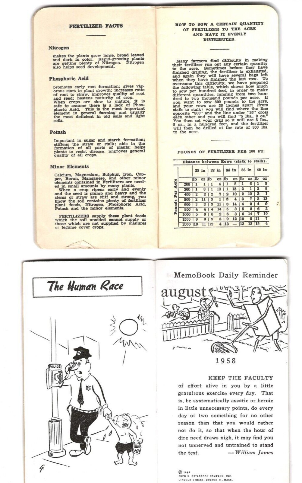 1947 / (2) 1958 Pocket Farmer Log Books / Farm Progress EUC 5.5&Prime;X3&Prime;