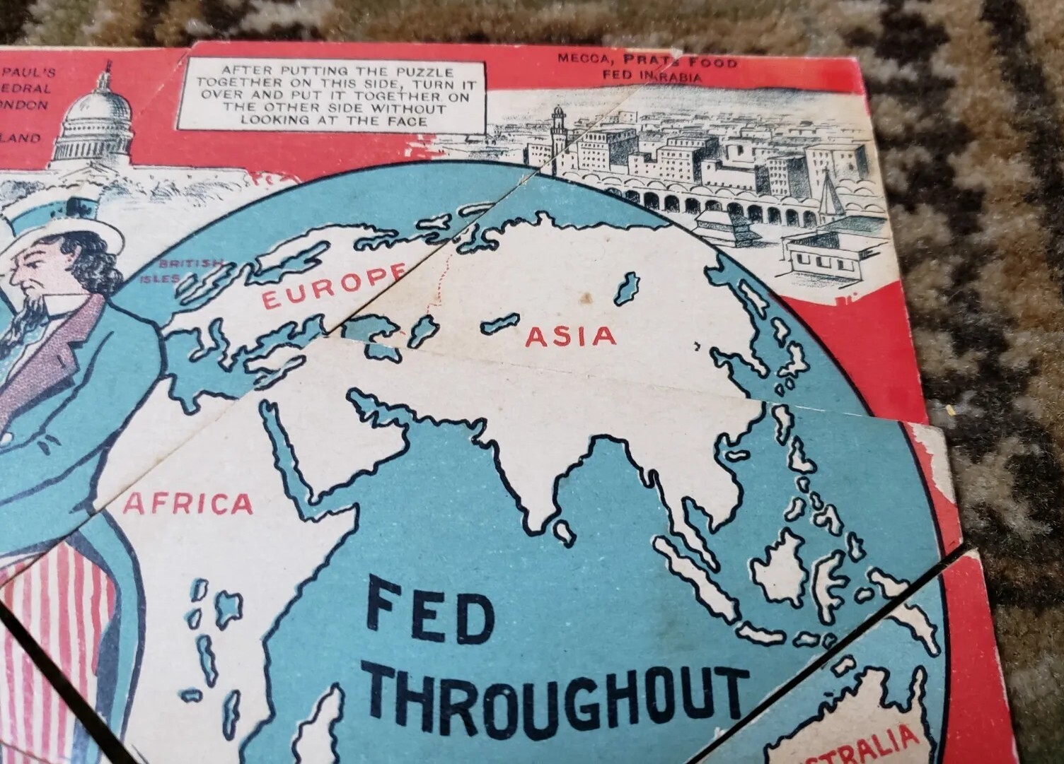 Vtg Antique Pratts Food Co. Puzzle Complete Rare Farm Agriculture